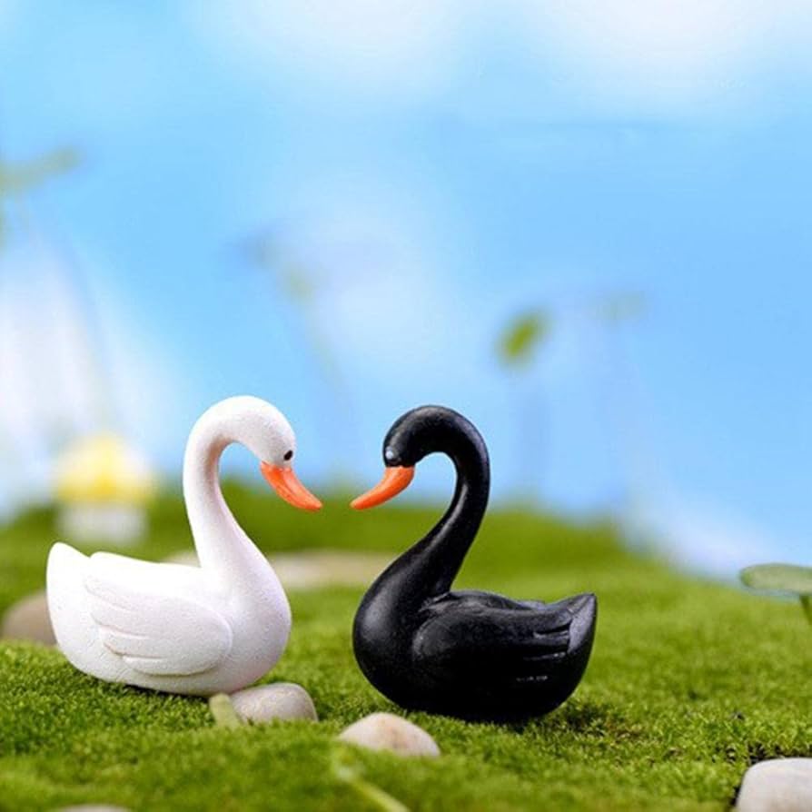 Amazon.com: 10pcs Miniature Swan Figurines Black White Swan Model